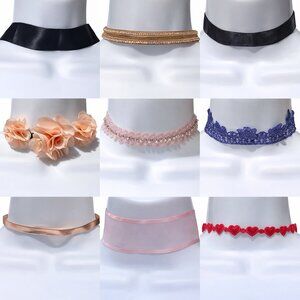Set of 9 Variation Styles Choker Necklaces
